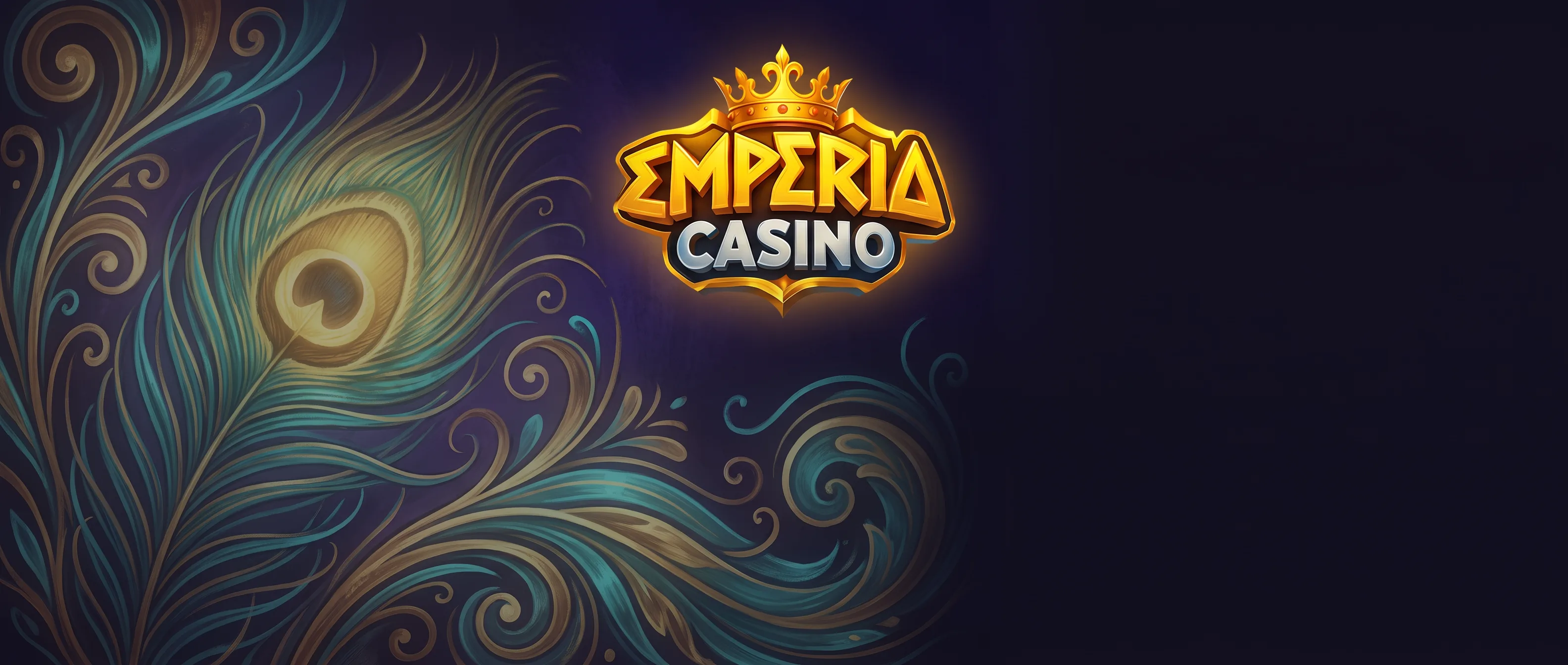 Emperia Casino mit goldener Krone und Pfauenfedern